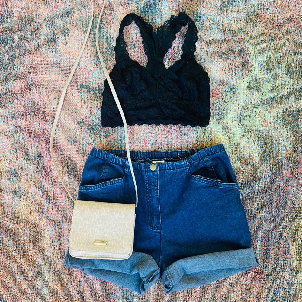 Black boho chic cute lace lacy bralette bra